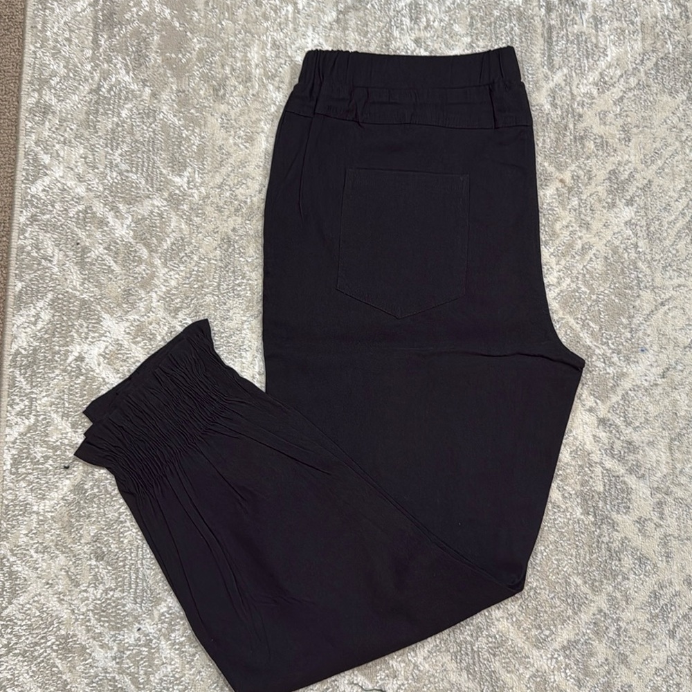 Black pants with scrunched bottom